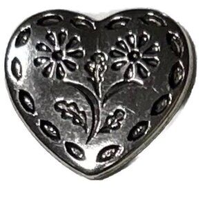 Buttons Heart Silver Tone Metal Shank Western Accent 16mm LaMode 24418 Vtg 12